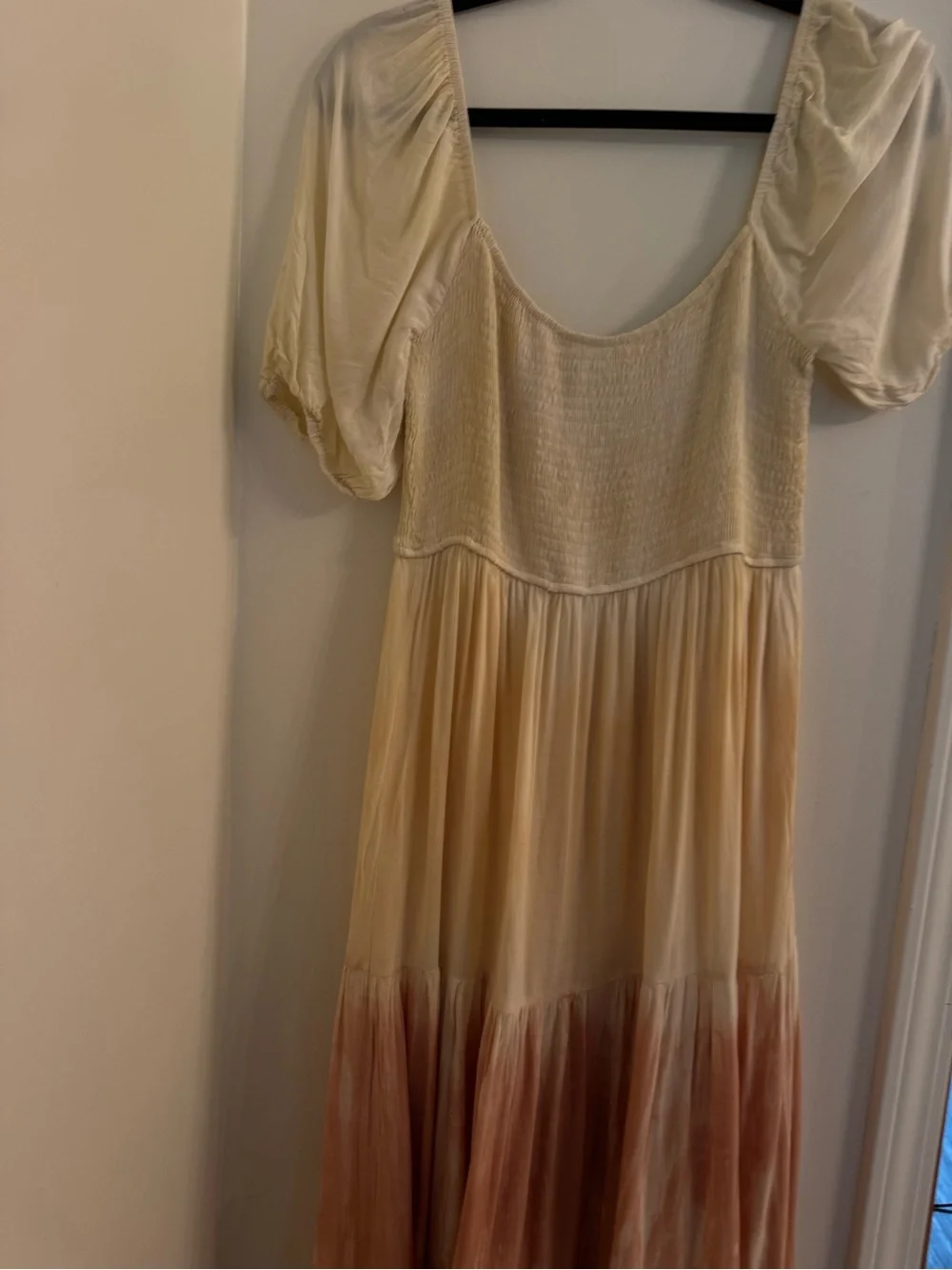 Storia Cream Ombre Maxi Dress with Pink and Yellow Tiers - Picture 3 of 5
